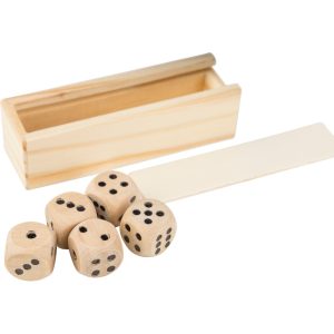 Würfelspiel-Set aus Buche für Ihre Werbung
